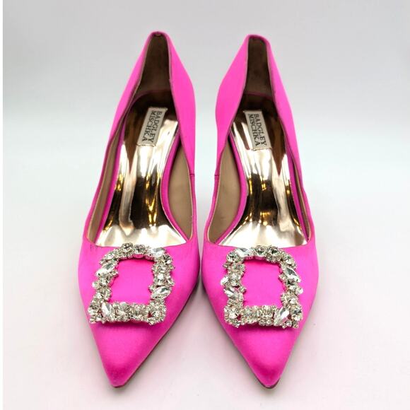 Badgley Mischka Cher Crystal Embellished Heel Pump Women's Pink Size US10 EU41 - Picture 2 of 12